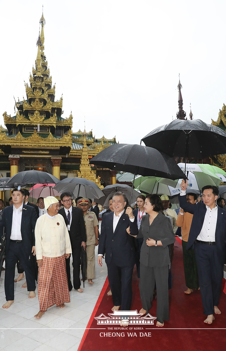 Visiting the Shwedagon Pagoda, a Buddhist landmark in Yangon, Myanmar 