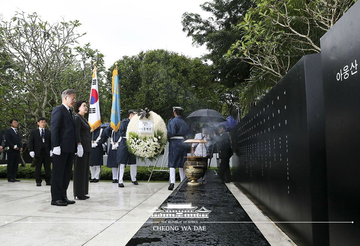 Paying tribute to the Martyrs’ Mausoleum and the Korean Martyrs Memorial in the Aung San National Cemetery in Yangon, Myanmar 