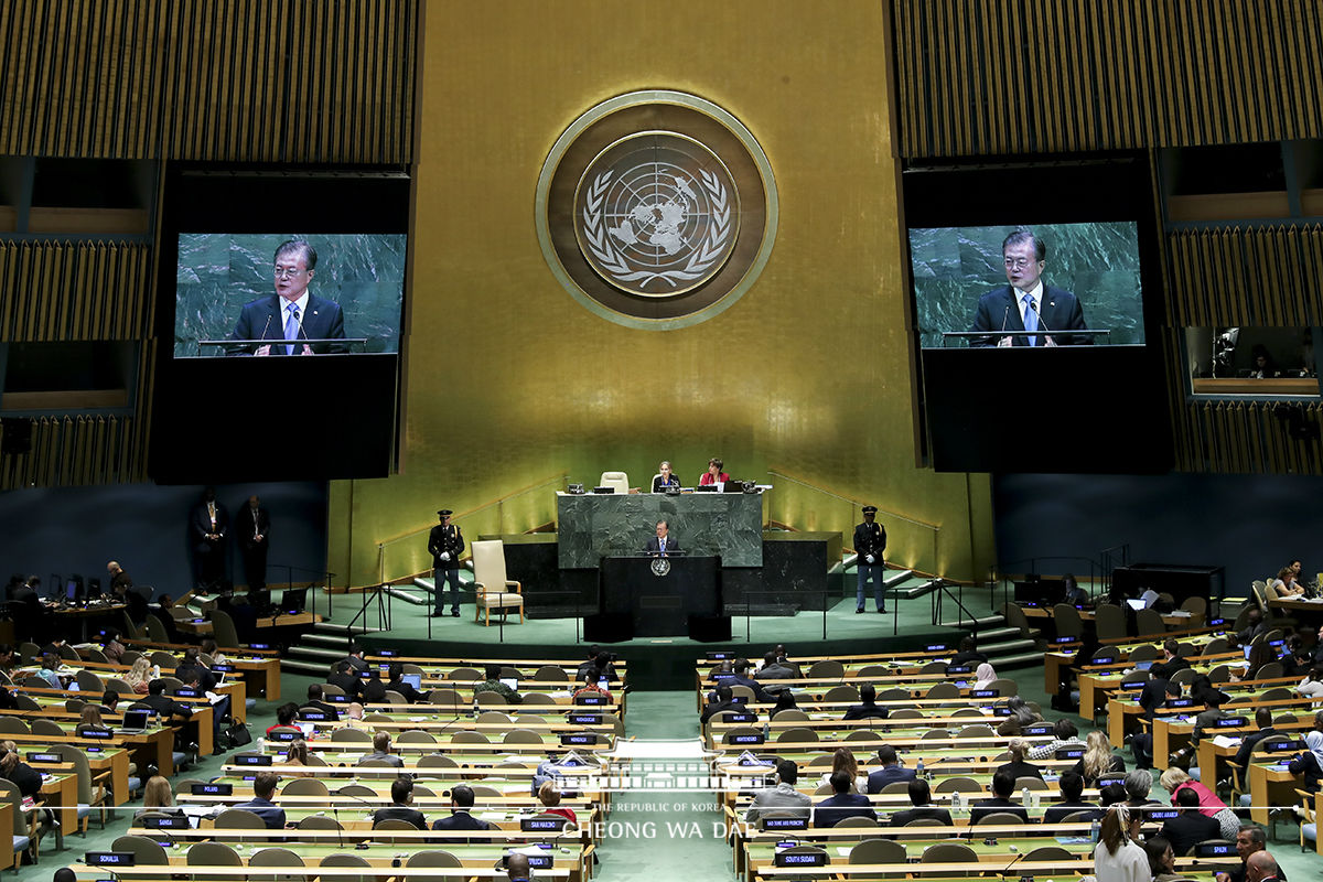 Addressing the 74th session of the United Nations General Assembly at the U.N. Headquarters in New York 