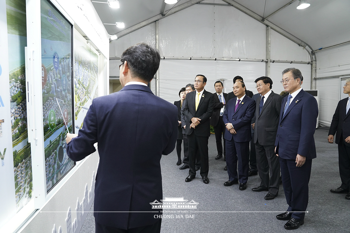 Attending the ground-breaking ceremony for Busan Eco Delta Smart City 