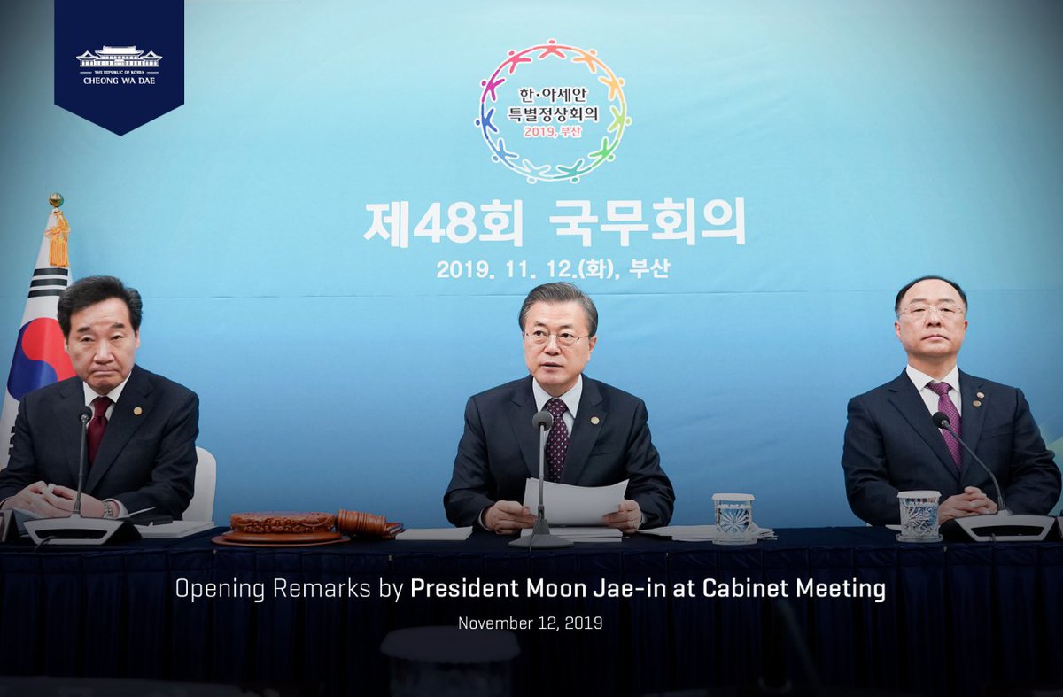 Opening Remarks by Pres. Moon at Cabinet Meeting