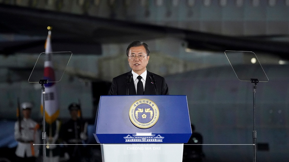 President Moon Jae-in on June 25 gives a speech at an event commemorating the 70th anniversary of the Korean War's outbreak.