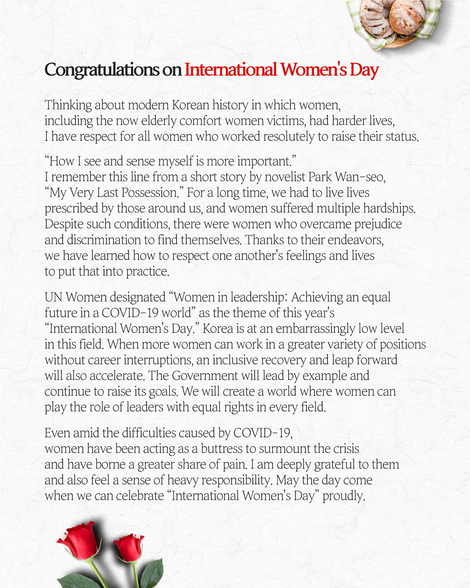 Congratulations on International Women's Day