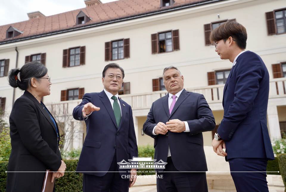 Attending a working luncheon with Hungarian Prime Minister Viktor Orbán at the Prime Minister’s Office in Budapest 