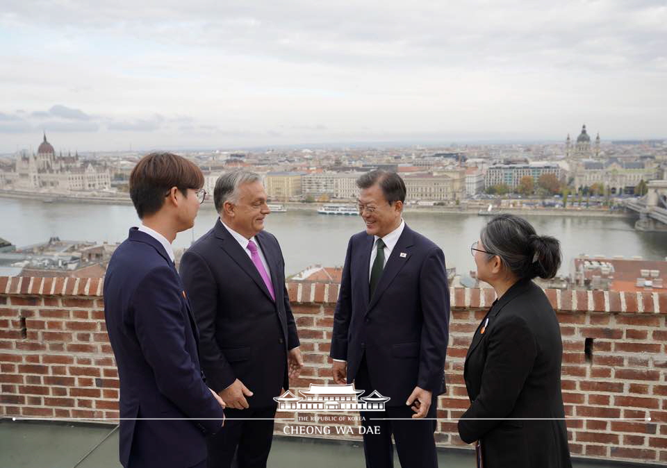 Attending a working luncheon with Hungarian Prime Minister Viktor Orbán at the Prime Minister’s Office in Budapest 