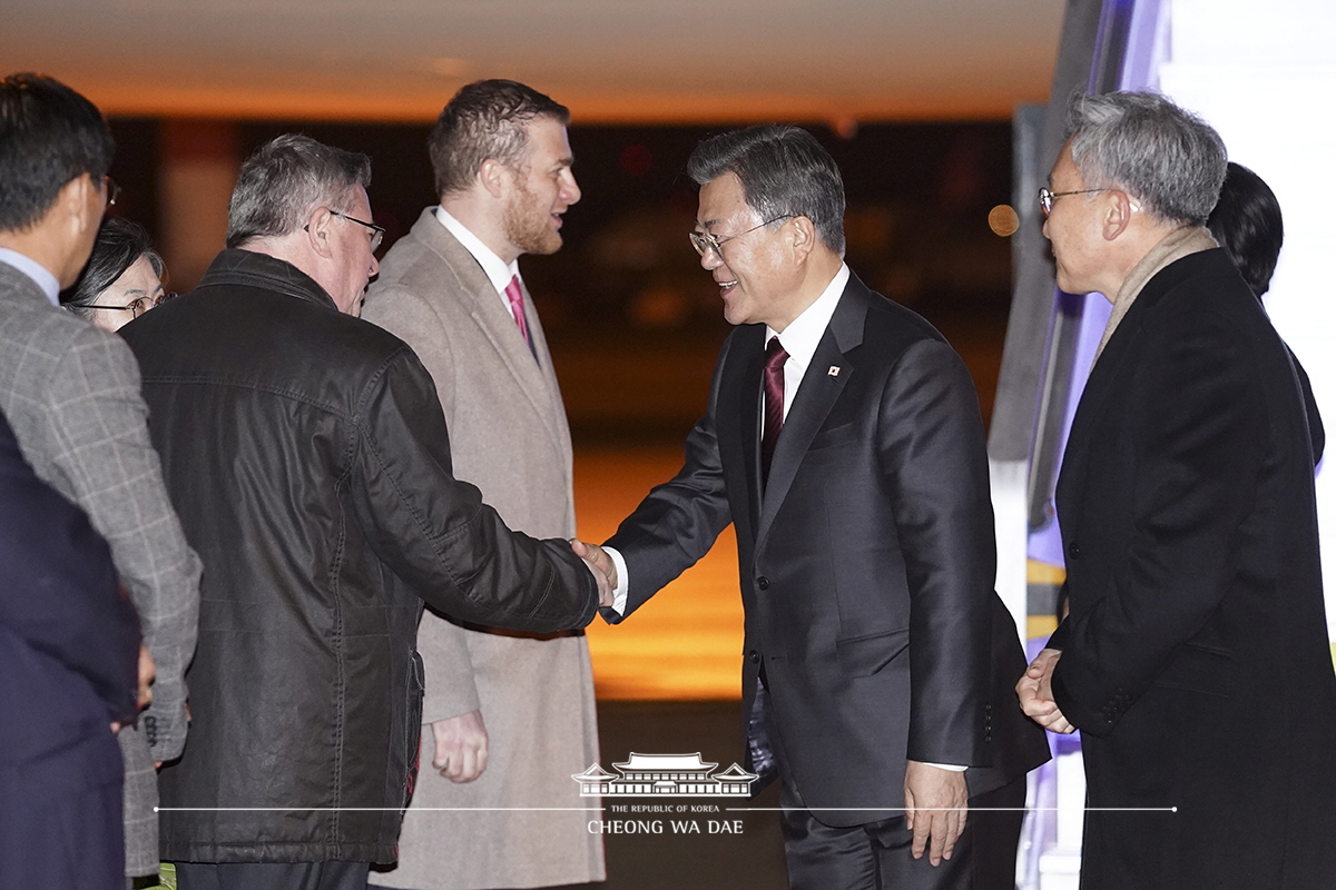 Arriving at Budapest Airport for the state visit to Hungary 