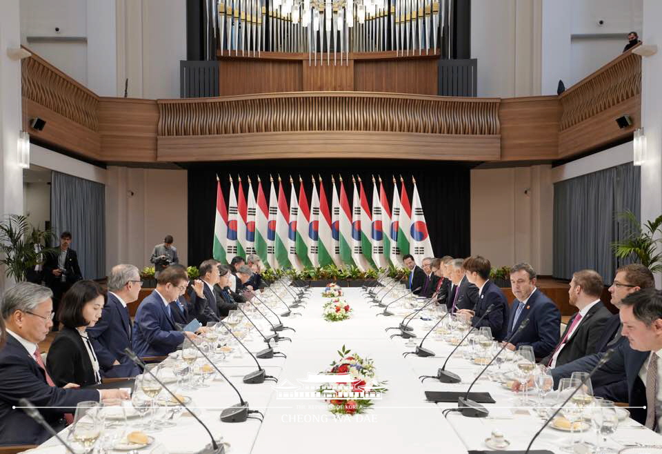 Attending a working luncheon with Hungarian Prime Minister Viktor Orbán at the Prime Minister’s Office in Budapest 