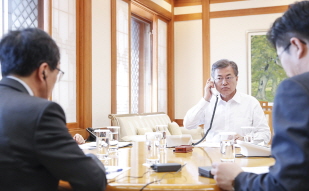 Speaking by phone to Japanese Prime Minister Shinzo Abe