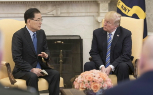 Cheong Wa Dae Director of National Security Chung Eui-yong meeting with U.S. President Donald Trump at the White House