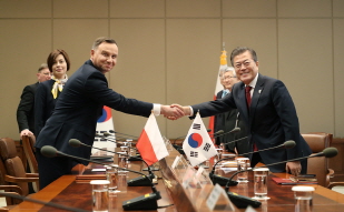 Holding a Summit at Cheong Wa Dae with President Andrzej Duda of Poland 