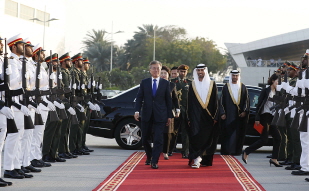 Attending the departure ceremony at Dubai International Airport