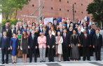 G20 Summit: Posing with G20 Leaders and Their Spouses for Group Photo Prior to Attending Cultural Performance at Elbe Philharmonic Hall 