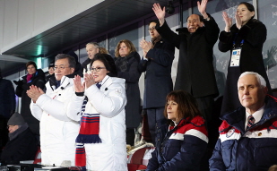 Attending the opening ceremony of the PyeongChang Winter Olympics 