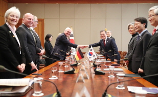 Holding a summit at Cheong Wa Dae with President Frank-Walter Steinmeier of Germany 