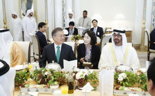 Attending an official luncheon at the Presidential Palace in Abu Dhabi