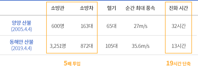 대규묘 재난 발생 대응 표