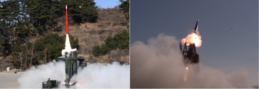 한국형 미사일 방어체계의 중추적 역할을 수행할 것으로 기대하는 L-SAM(왼쪽)과 일명 한국형 아이언돔(장사정포 요격체계, 오른쪽)