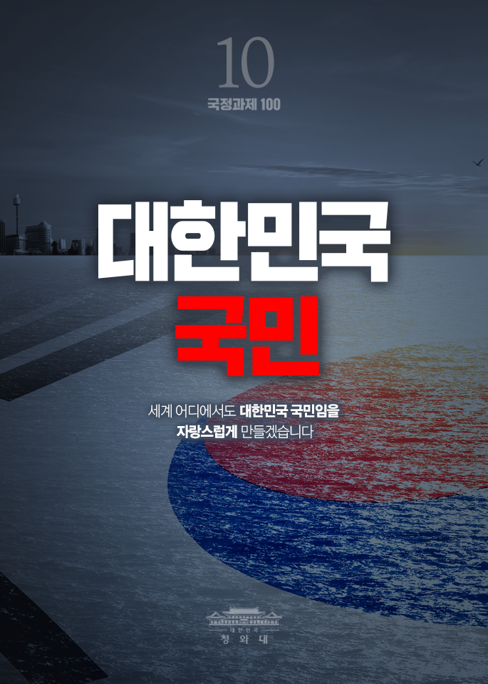대한민국 국민-세계 어디에서도 대한민국 국민임을 자랑스럽게 만들겠습니다.