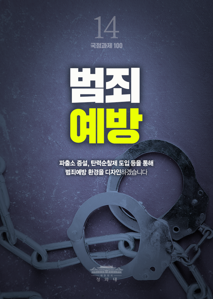 범죄예방-파출소 증설, 탄력순찰제 도입 등을 통해 범죄예방 환경을 디자인하겠습니다.