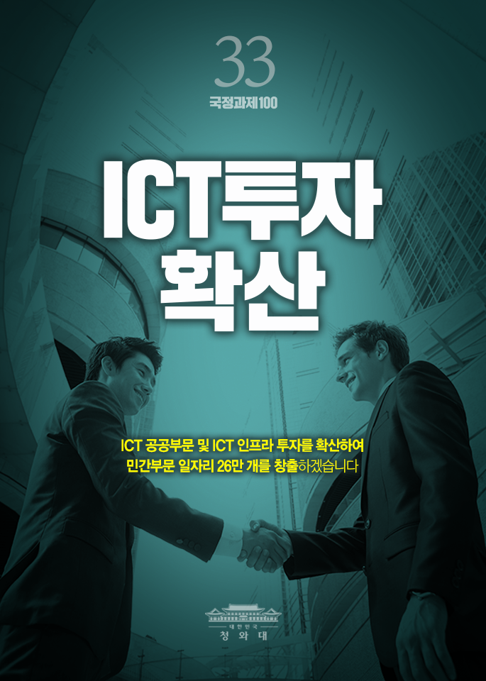 ICT투자 확산-ICT 공공부문 및 ICT 인프라 투자를 확산하여 민간부문 일자리 26만 개를 창출하겠씁니다.
