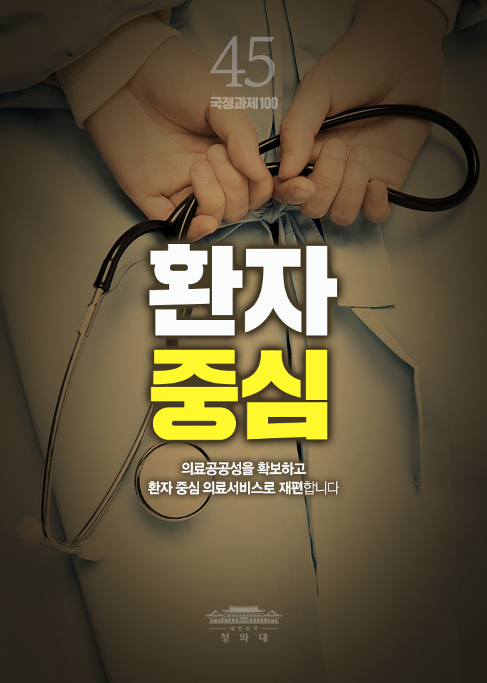 환자중심-의료공공성을 확보하고 환자 중심 의료 서비스로 재편합니다.