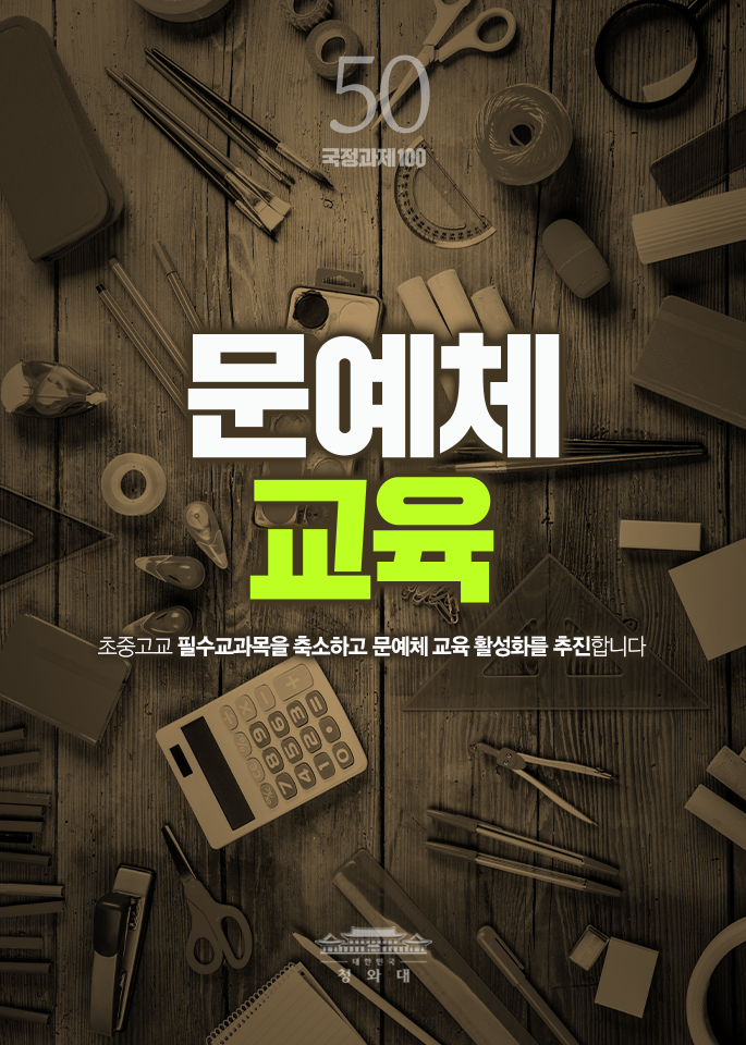문여체 교육-초중고교 필수교과목을 축소하고 문예체 교육 활성화를 추친합니다.