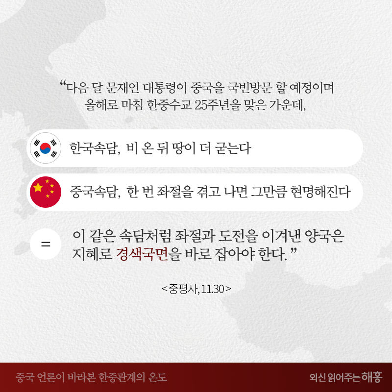 중국 언론이 바라본 한중관계의 온도