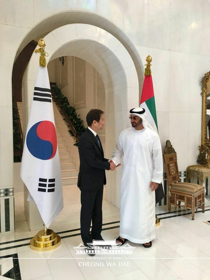 임종석 비서실장 UAE 쉐이크 모하메드 빈 자이드 알 나흐얀 왕세제 접견