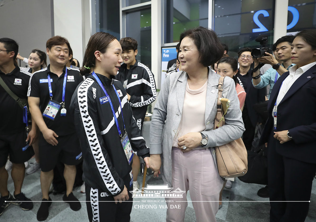 김정숙 여사 ‘2019 광주 세계수영선수권 대회’ 관람