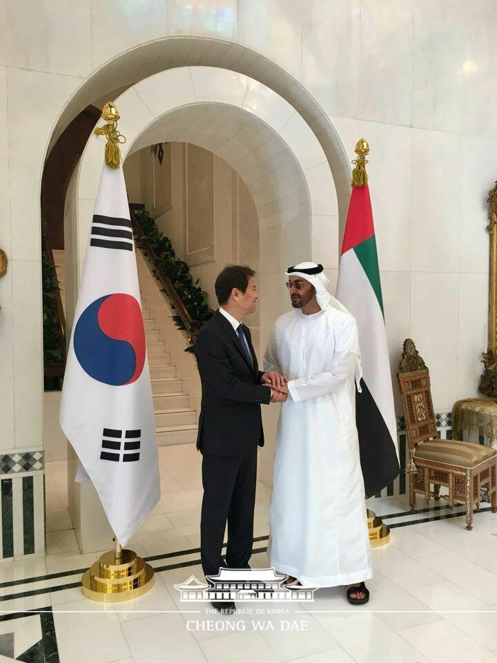 임종석 비서실장 UAE 쉐이크 모하메드 빈 자이드 알 나흐얀 왕세제 접견